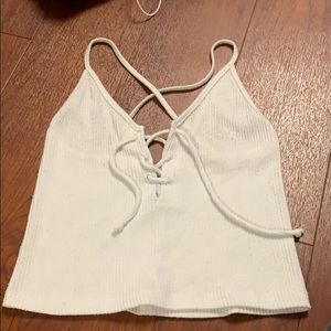 White cropped cross in front and back tank top